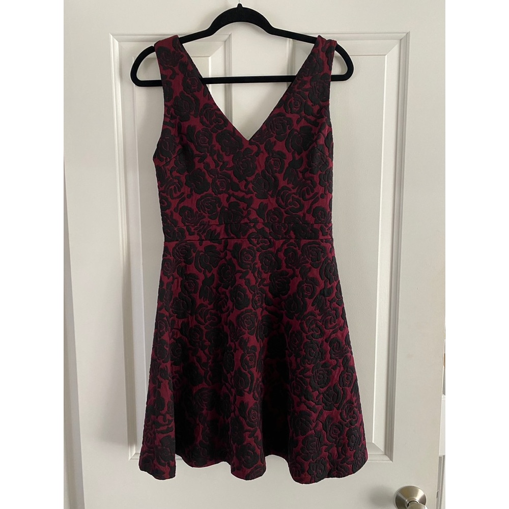 Black and Wine Red Floral Dress
